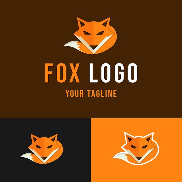 plantilla de logotipo de fox en estilo de diseño plano