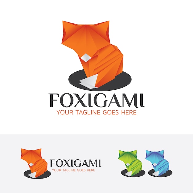 Plantilla de logotipo fox origami