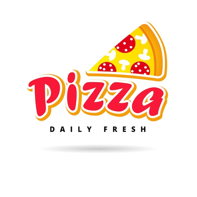 Plantilla de logotipo fresco diario de pizza Emblema vectorial para el servicio de entrega de alimentos cafetería o pizzería