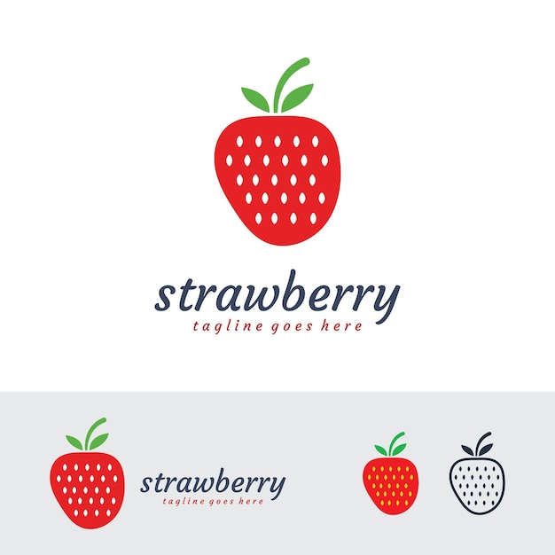 Plantilla de logotipo de fruta de fresa fresca