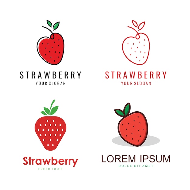 Plantilla de logotipo de fruta de fresa fresca