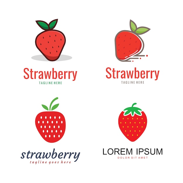 Plantilla de logotipo de fruta de fresa fresca
