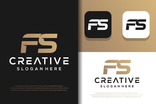Plantilla de logotipo FS de letra de monograma abstracto