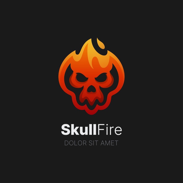 Plantilla de logotipo de fuego de cráneo abstracto