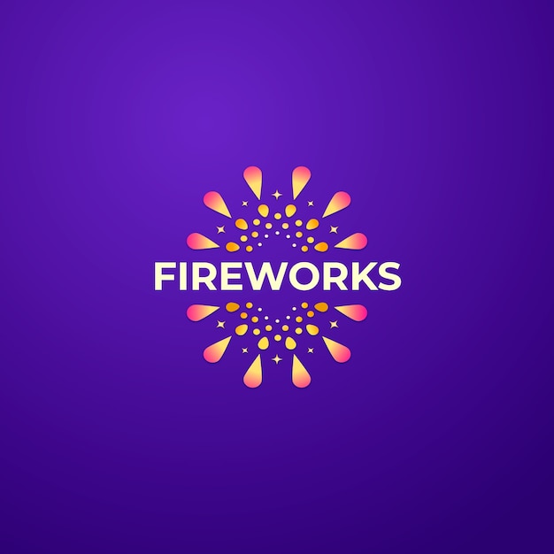 plantilla de logotipo de fuegos artificiales en gradiente