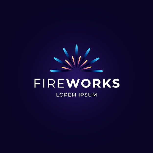 plantilla de logotipo de fuegos artificiales en gradiente
