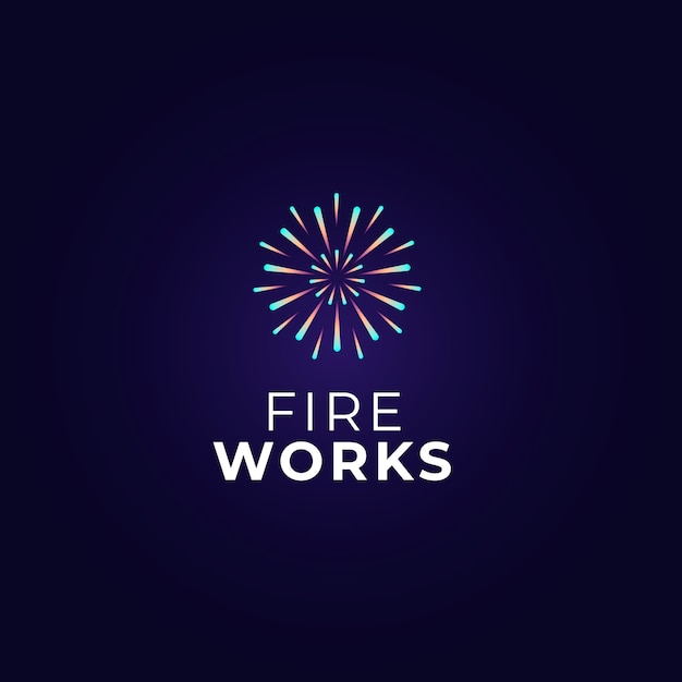 plantilla de logotipo de fuegos artificiales en gradiente