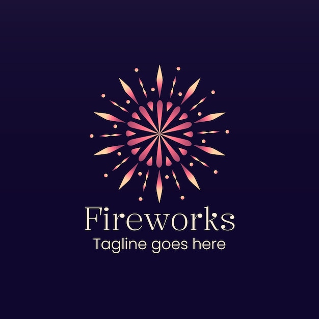 plantilla de logotipo de fuegos artificiales en gradiente