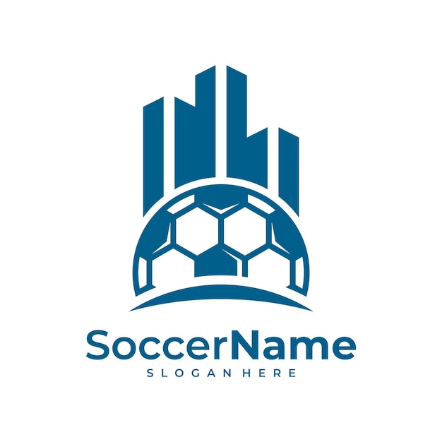 Plantilla de logotipo de fútbol de ciudad Vector de diseño de logotipo de ciudad de fútbol