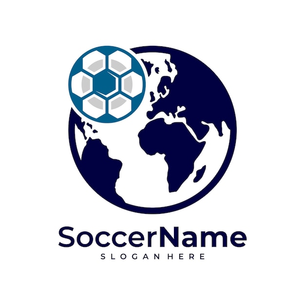 Vector plantilla de logotipo de fútbol mundial vector de diseño de logotipo de mundo de fútbol