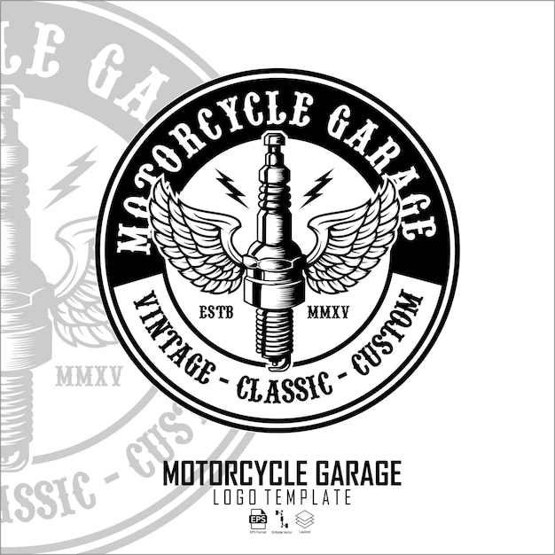 Plantilla de logotipo de garaje de motocicleta