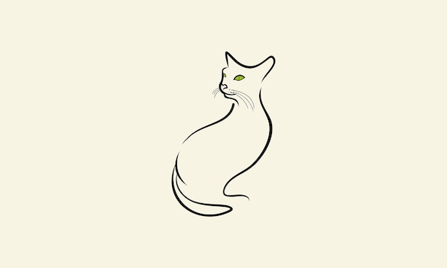 Plantilla de logotipo de gato de arte lineal