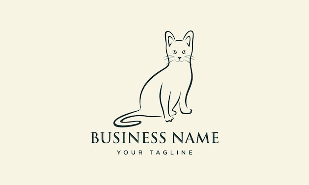 Plantilla de logotipo de gato de arte lineal