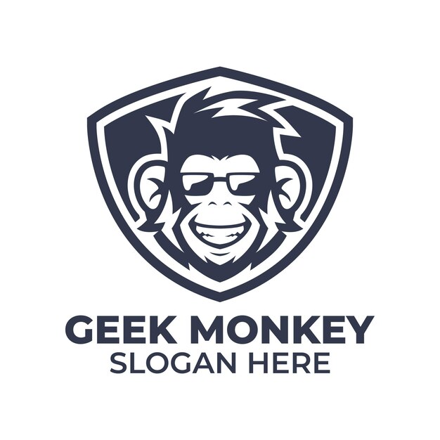 Plantilla de logotipo geek monkey