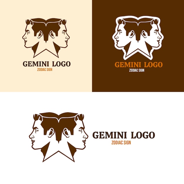 Vector plantilla de logotipo de géminis dibujado a mano