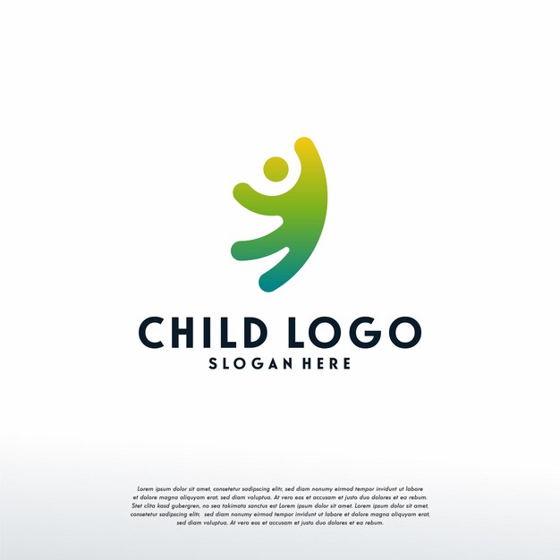 Plantilla de logotipo de gente feliz simple, plantilla de logotipo de Jumping reach kids, icono de símbolo de logotipo