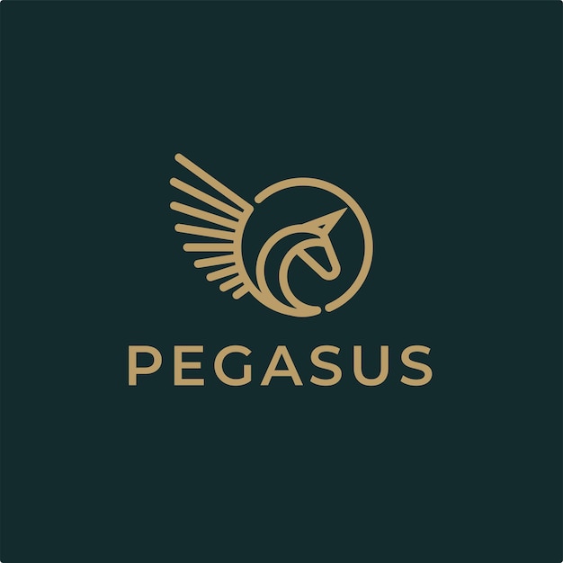 Plantilla de logotipo geométrico Pegasus Monoline