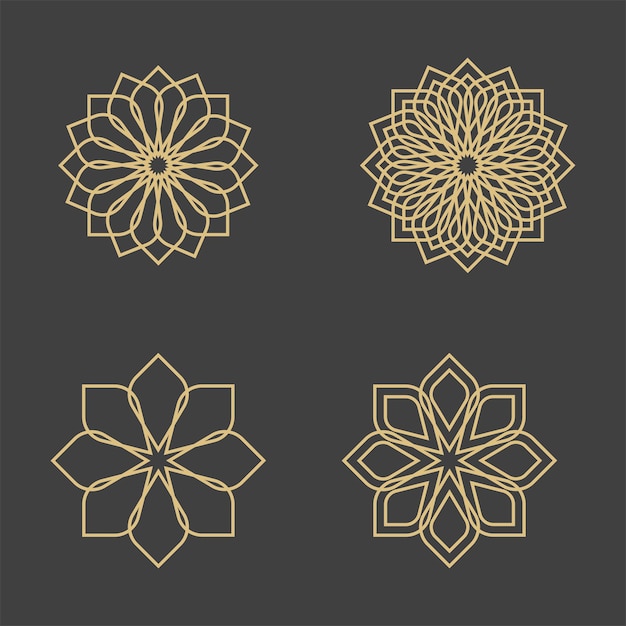 Plantilla de logotipo geométrico. Vector símbolos ornamentales árabes circulares