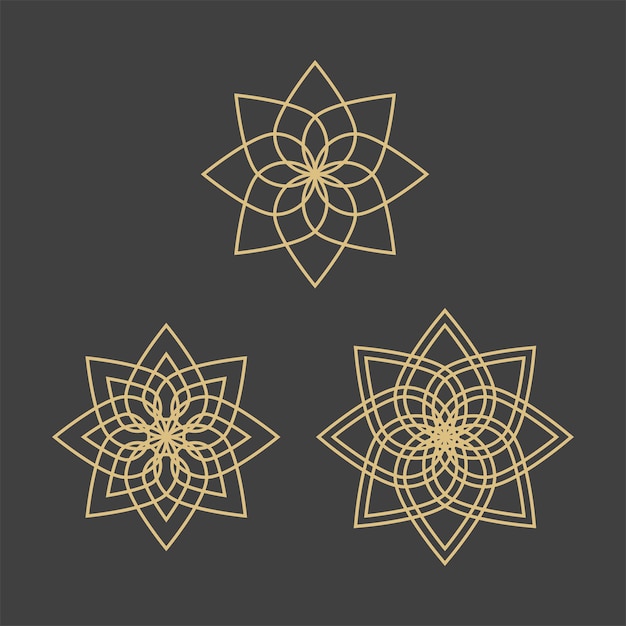 Plantilla de logotipo geométrico. Vector símbolos ornamentales árabes circulares