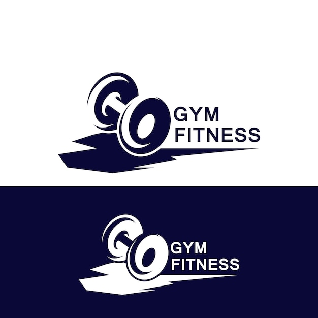 Plantilla de logotipo de gimnasio y fitness estilo mancuerna y barbo