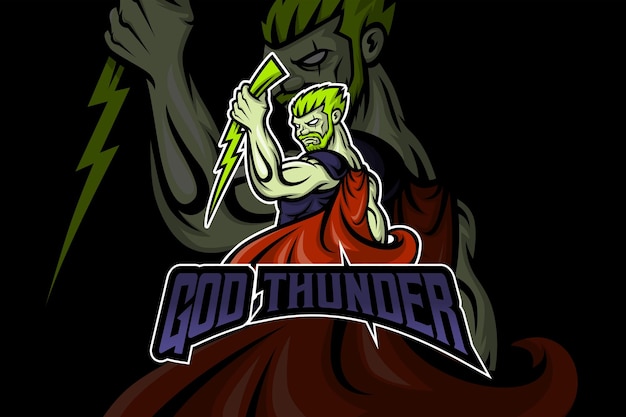 Plantilla de logotipo de god thunder esport