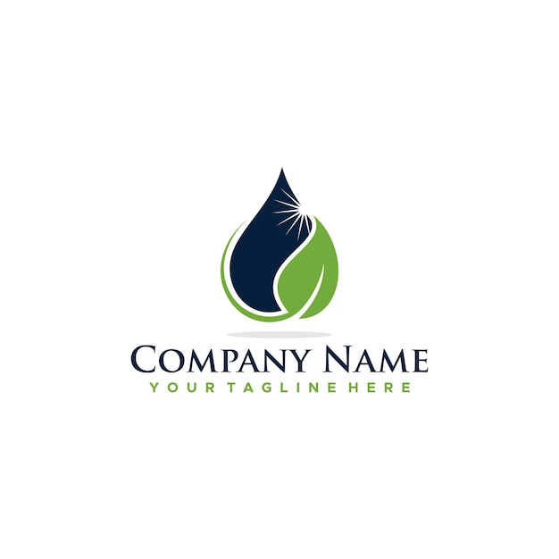 Plantilla de logotipo de gota de agua y diseño de ilustración de vectores naturales
