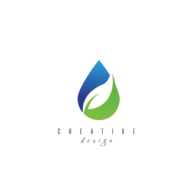 plantilla de logotipo de gota de agua con hoja ecológica y concepto de agua icono de forma creativa vector de diseño de logotipo