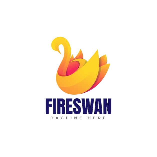 Plantilla de logotipo de gradiente de cisne de fuego