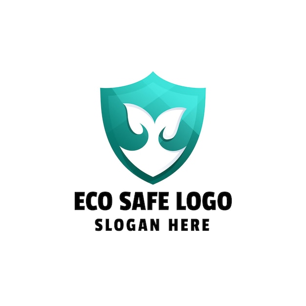 Plantilla de logotipo de gradiente eco seguro