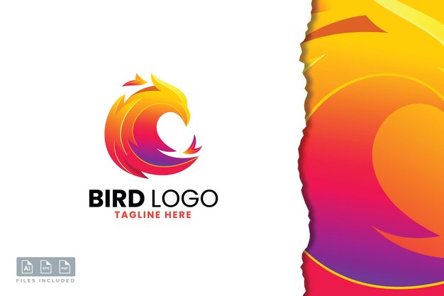 plantilla de logotipo de gradiente de pájaro