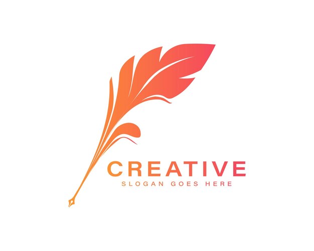 plantilla de logotipo de gradiente de pluma vectorial minimalista