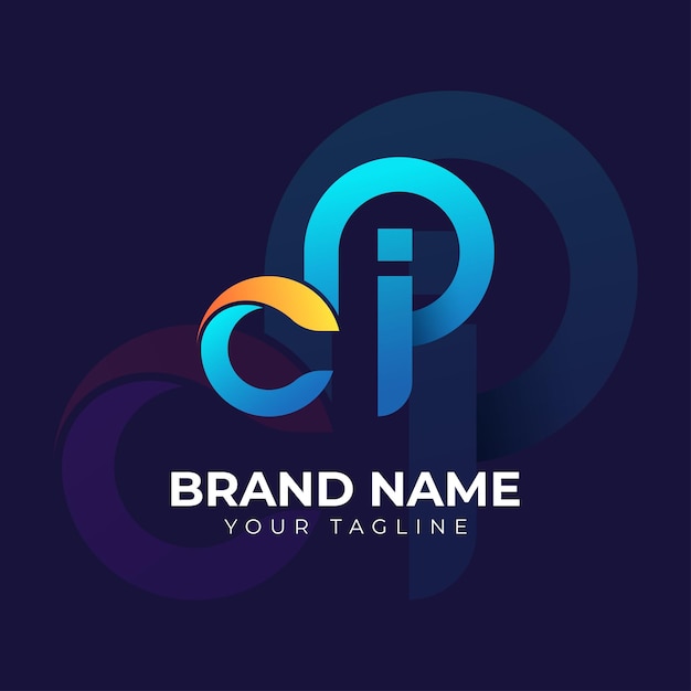 plantilla de logotipo de gradiente vectorial de la letra ci