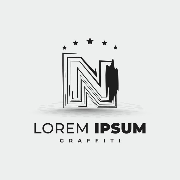 plantilla de logotipo de graffiti de letra negra con 5 estrellas plantilla de Logotipo de grafiti de letra negro con 5 estrellas