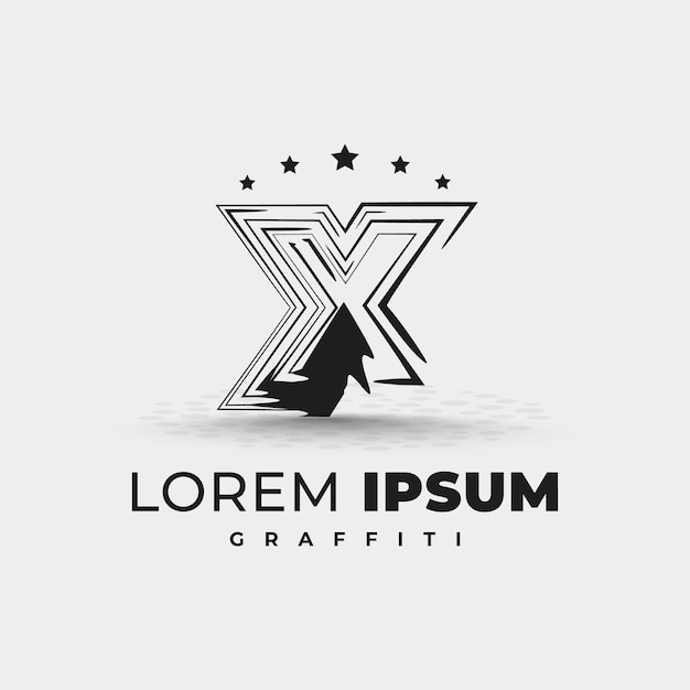 plantilla de logotipo de graffiti de letra negra con 5 estrellas plantilla de Logotipo de grafiti de letra negro con 5 estrellas