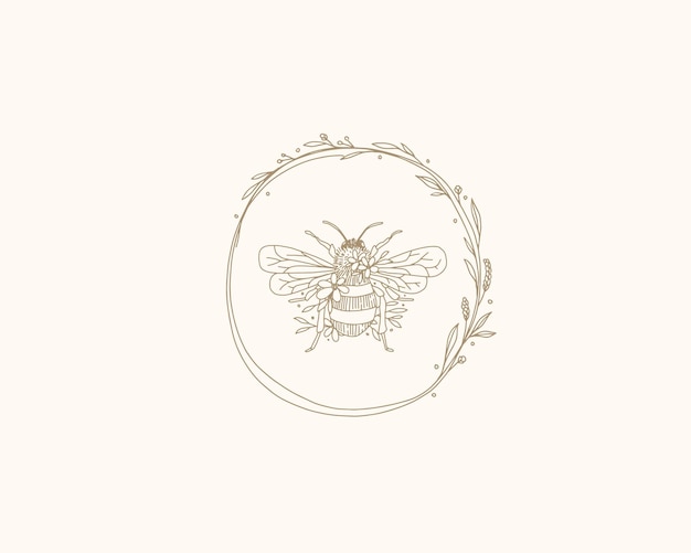 Plantilla de logotipo de granja de miel, logotipo de miel de abeja, logotipo de abeja, vector de abeja, ilustración de abeja