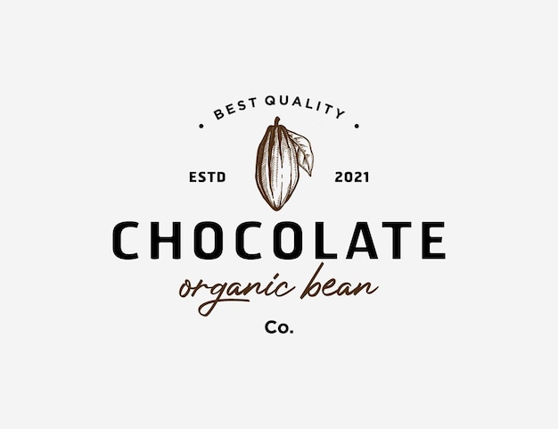 Plantilla de logotipo de grano de cacao dibujado a mano
