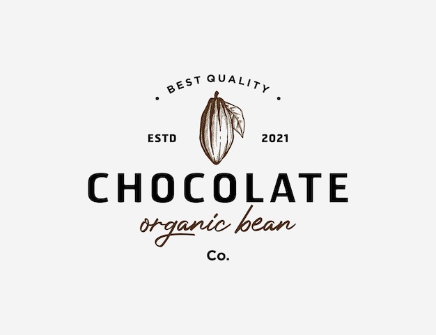 Vector plantilla de logotipo de grano de cacao dibujado a mano