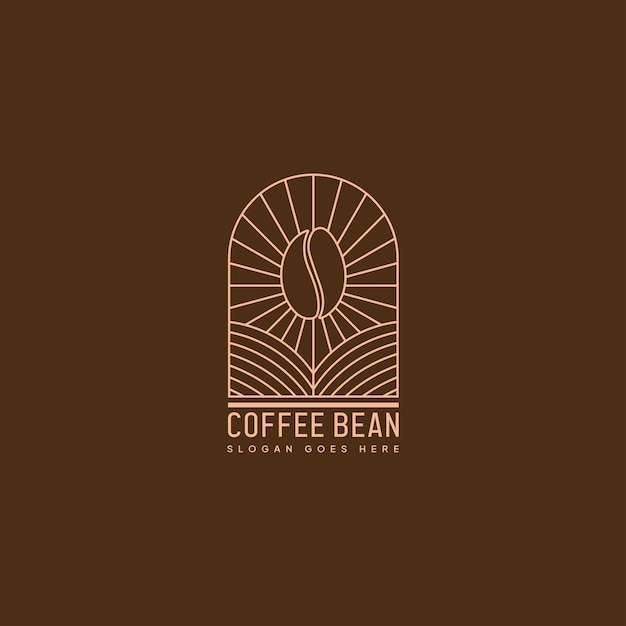 Plantilla de logotipo de grano de café con arte lineal