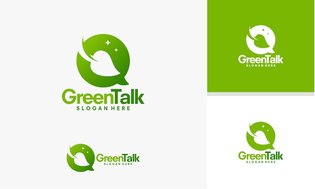 Plantilla de logotipo Green Talk, vector de diseños de logotipo Nature Discussion