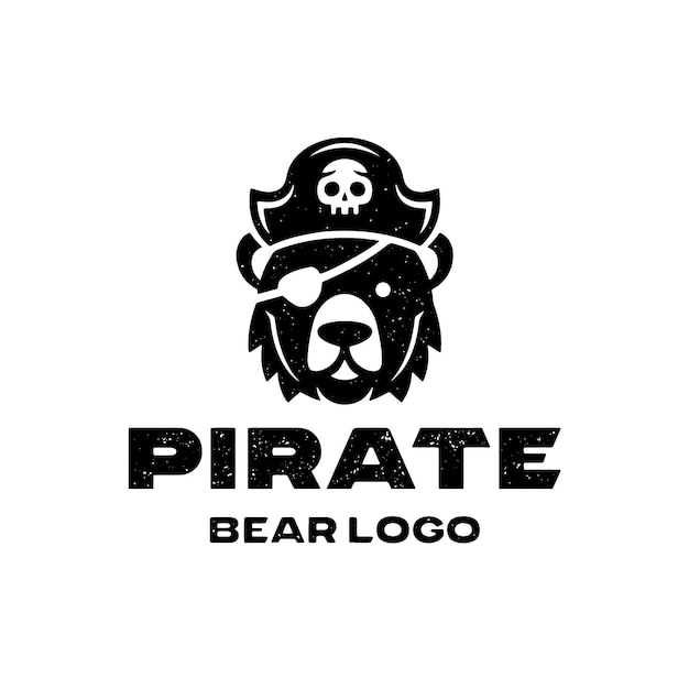 Plantilla de logotipo de grunge de oso pirata