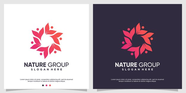 Plantilla de logotipo de grupo de naturaleza con concepto moderno Vector Premium