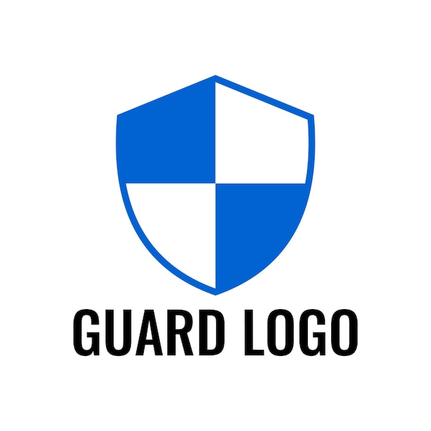 Plantilla de logotipo de guardia de escudo con estilo de color azul plano