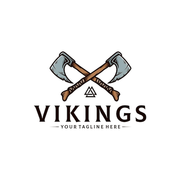 Vector plantilla de logotipo de hacha de guerrero vikingo