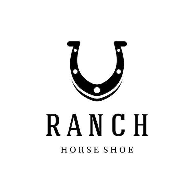 Plantilla de logotipo de herradura retro para rancho cowboybadge que está aislado en el fondo