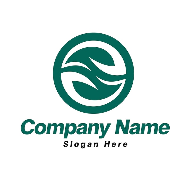 plantilla de logotipo de hierba de hoja de círculo verde