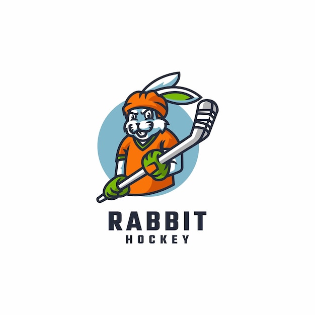 plantilla de logotipo de hockey de conejo