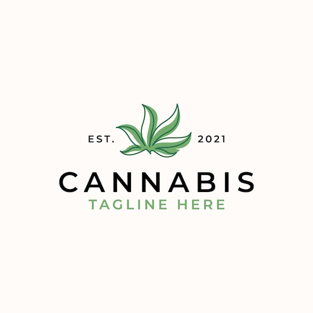 Plantilla de logotipo de hoja de cannabis aislada en fondo blanco