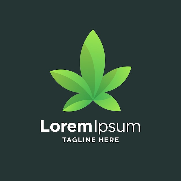 Plantilla de logotipo de hoja de cannabis degradado