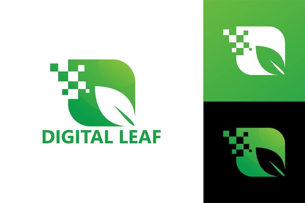 Plantilla de logotipo de hoja digital vector premium