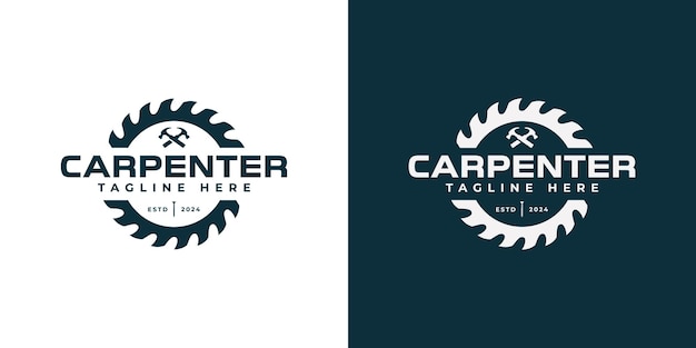 plantilla del logotipo de la hoja de sierra con ilustración vectorial del logotipo del carpintero